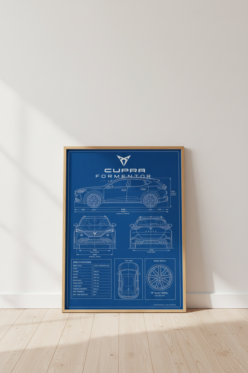 Cupra Formentor Blueprint Wall Art | Garage Decor | SUV Technical Poster