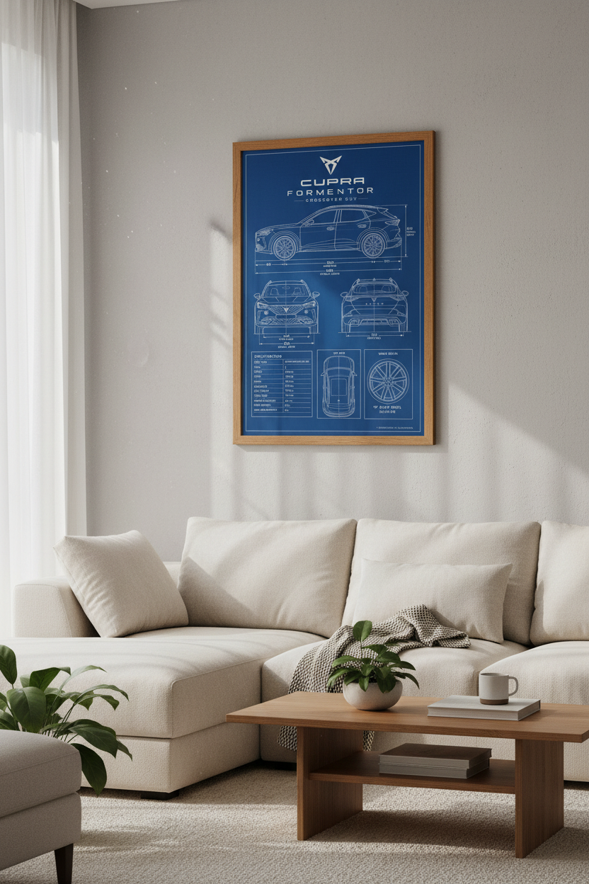 Cupra Formentor Blueprint Wall Art | Garage Decor | SUV Technical Poster