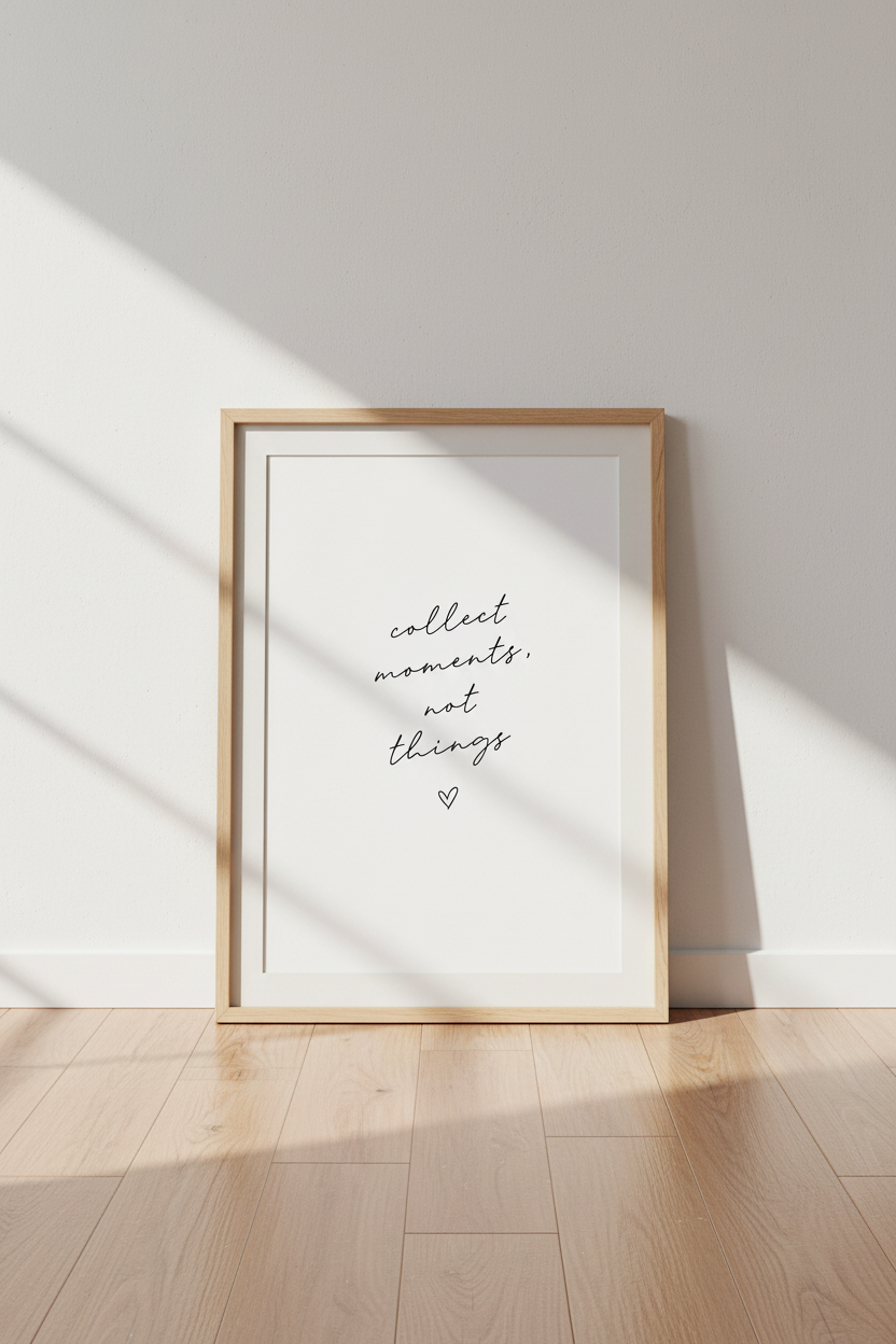 Collect Moments Not Things Wall Art | Minimalist Quote Poster | Modern Home Decor