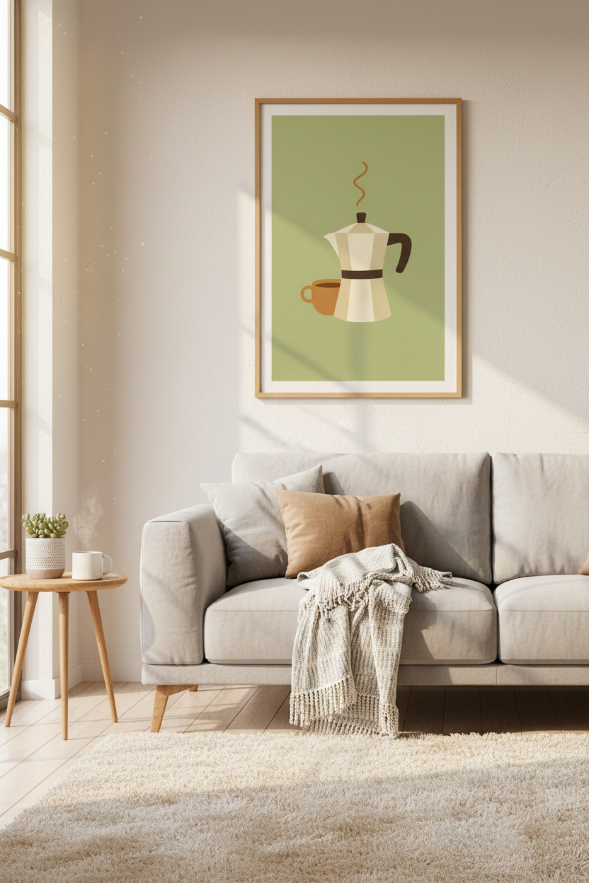 Moka Pot Coffee Wall Art Print | Kitchen Decor | Minimalist Espresso Poster