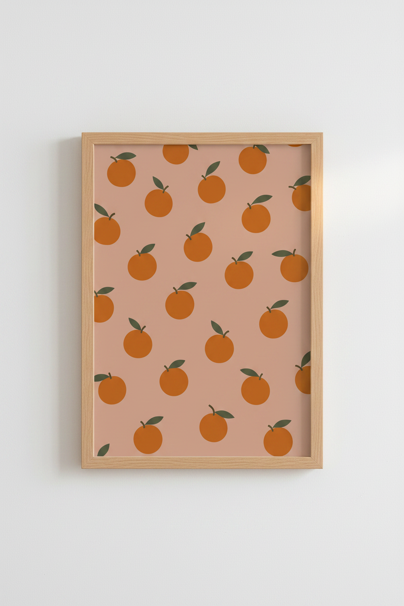 Minimalist Orange Pattern Wall Art | Kitchen Decor | Boho Citrus Poster