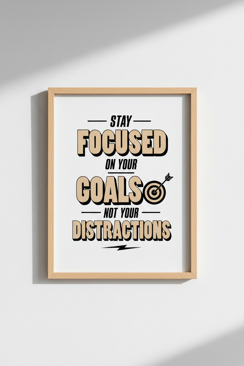 Stay Focused Goals Quote Wall Art | Modern Office Decor | Motivational Poster