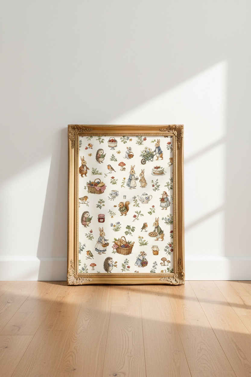 Watercolor Woodland Wall Art Print | Nursery Decor | Whimsical Poster
