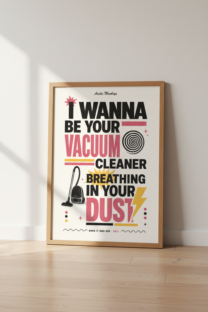 Arctic Monkeys Lyric Wall Art | Retro Pink Typography, Indie Rock Music Poster