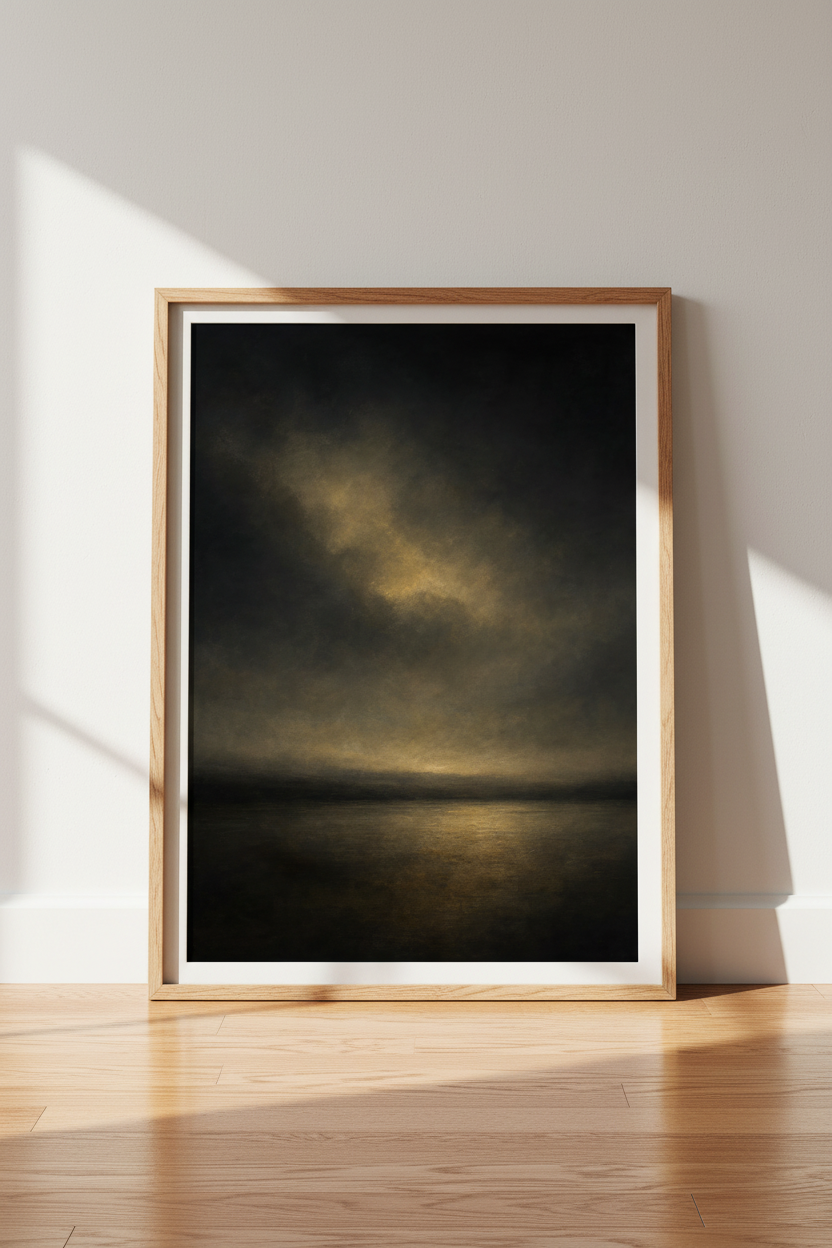 Golden Hour Wall Art Print | Abstract Moody Glow, Living Room Decor
