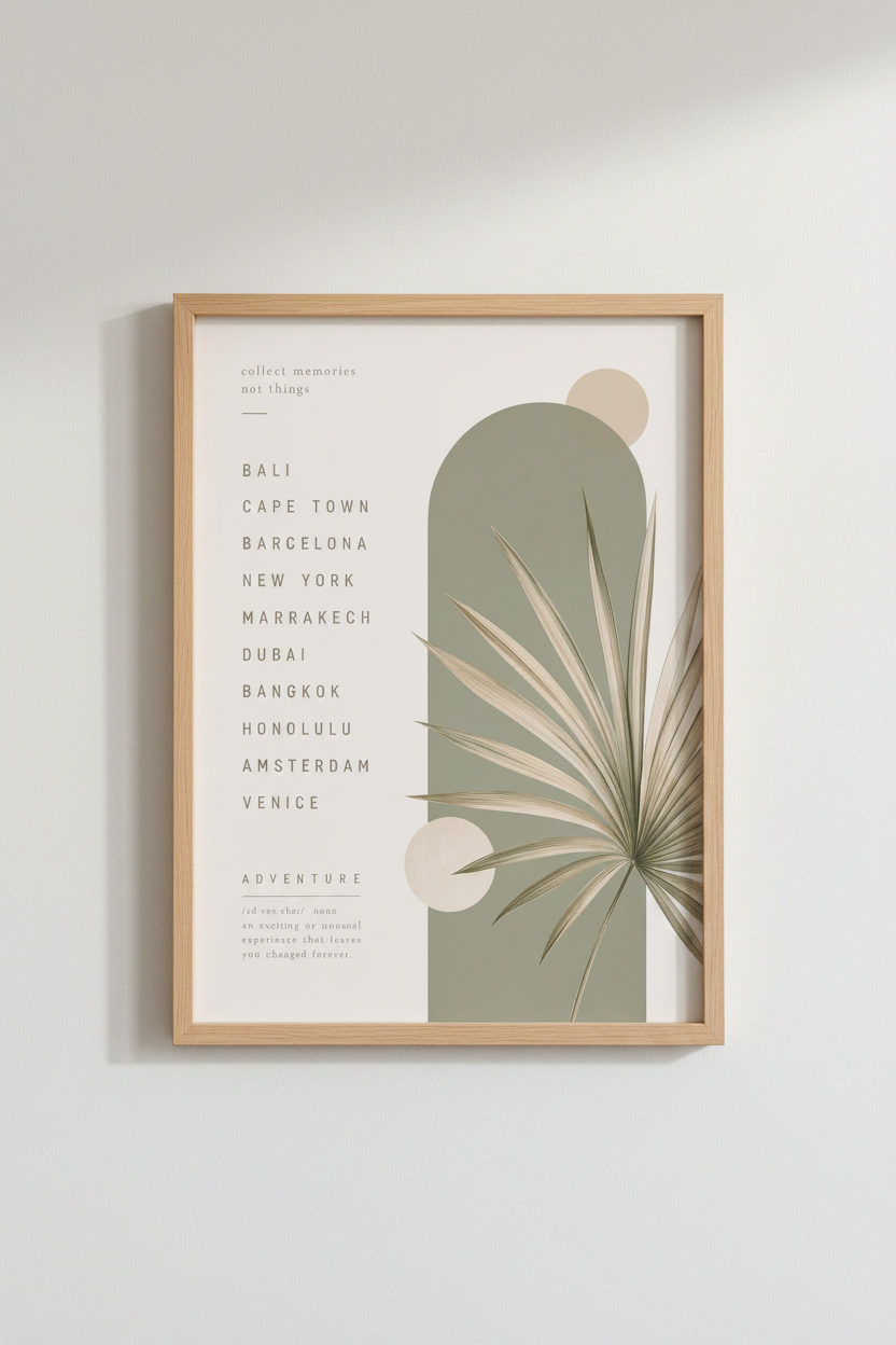 Travel Typography Wall Art | Sage Green Boho Decor | Minimalist Poster