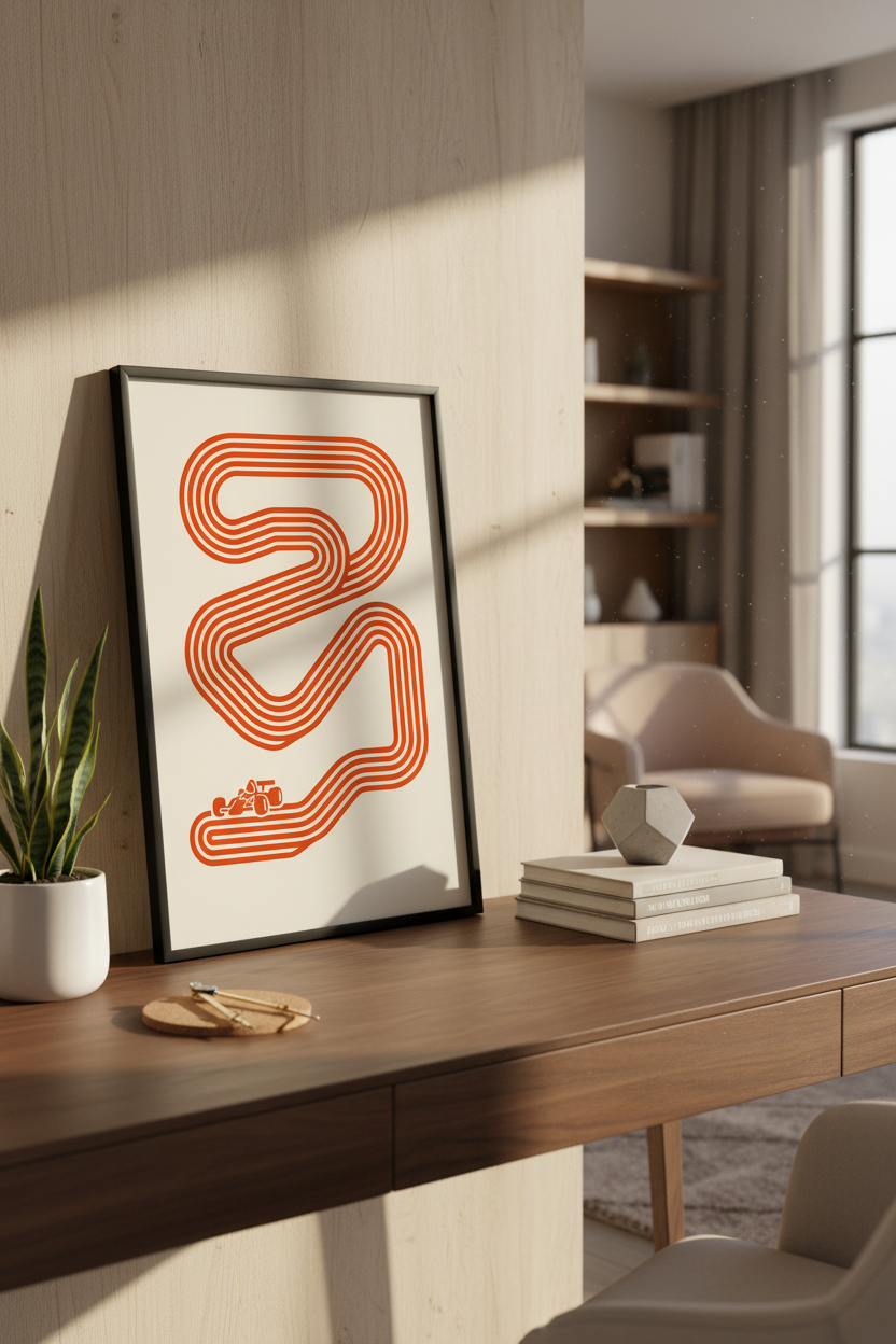 F1 Race Track Wall Art | Minimalist Formula 1 Poster Print | Motorsport Home Decor | Modern Racing Circuit Wall Hanging