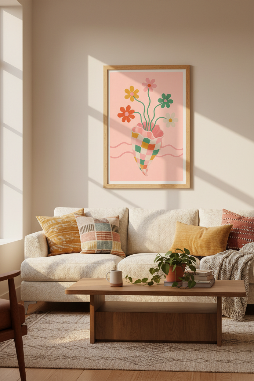 Danish Pastel Wall Art Print | Pastel Floral Shell Poster | Aesthetic Dorm Decor