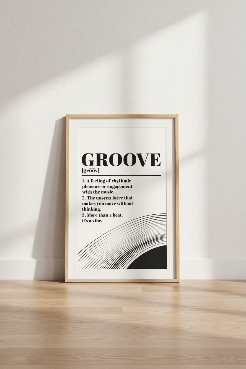 Groove Definition Wall Art | Music Room Decor | Retro Minimalist Poster