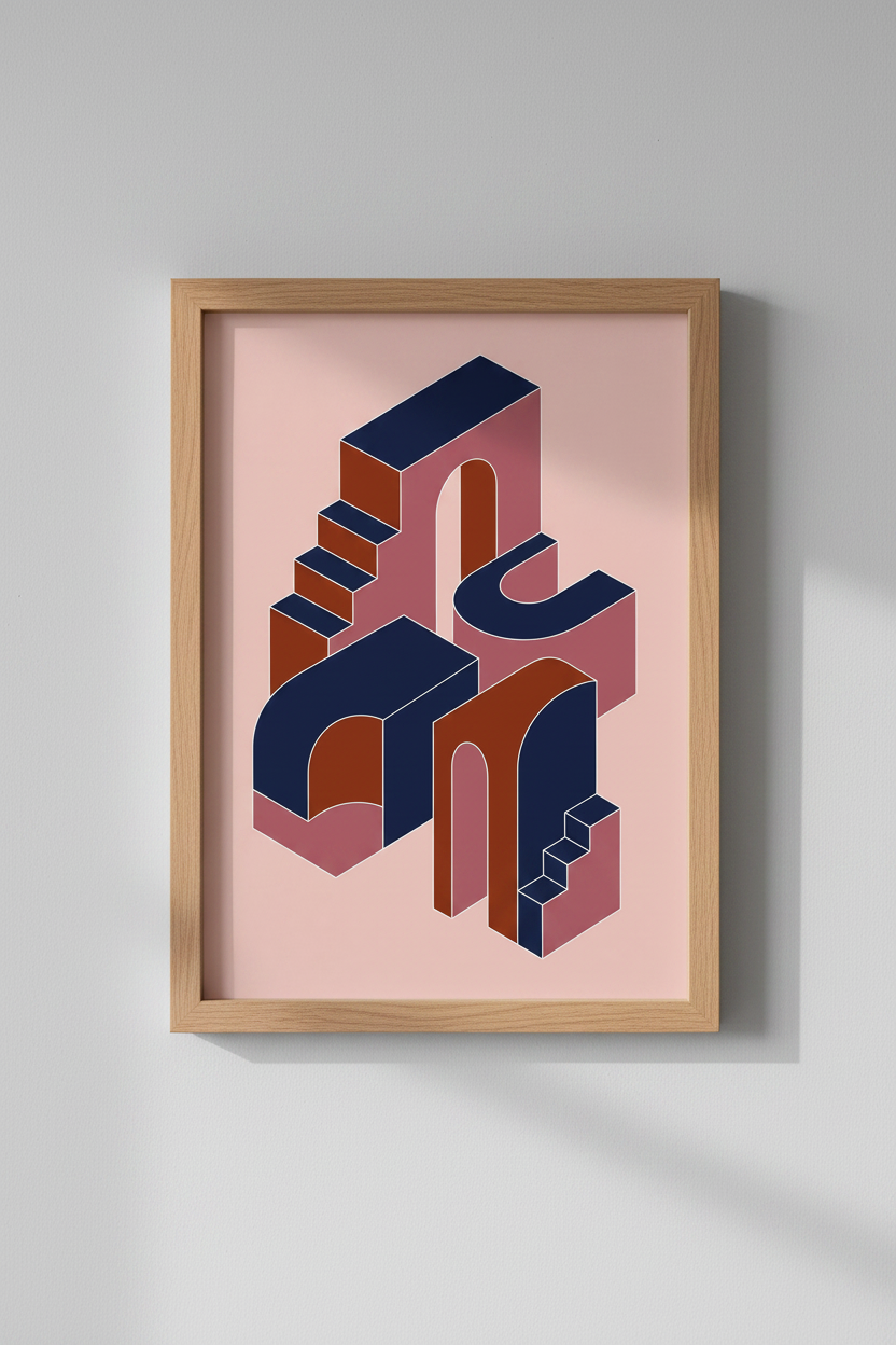 Abstract Architecture Stairs Wall Art | Boho Geometric Print | Modern Arch Poster