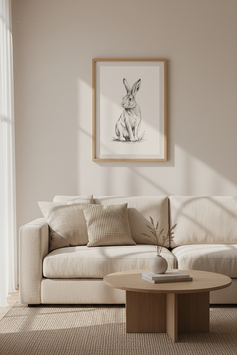 Rabbit Sketch | Vintage Ink Drawing, Farmhouse Nursery Wall Art Print