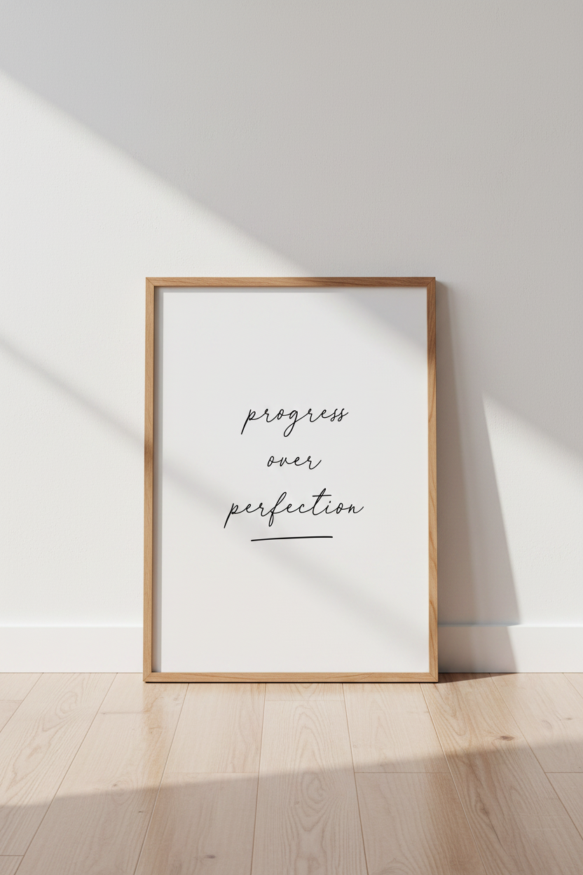 Progress Over Perfection Wall Art | Office Decor | Minimalist Typography Poster