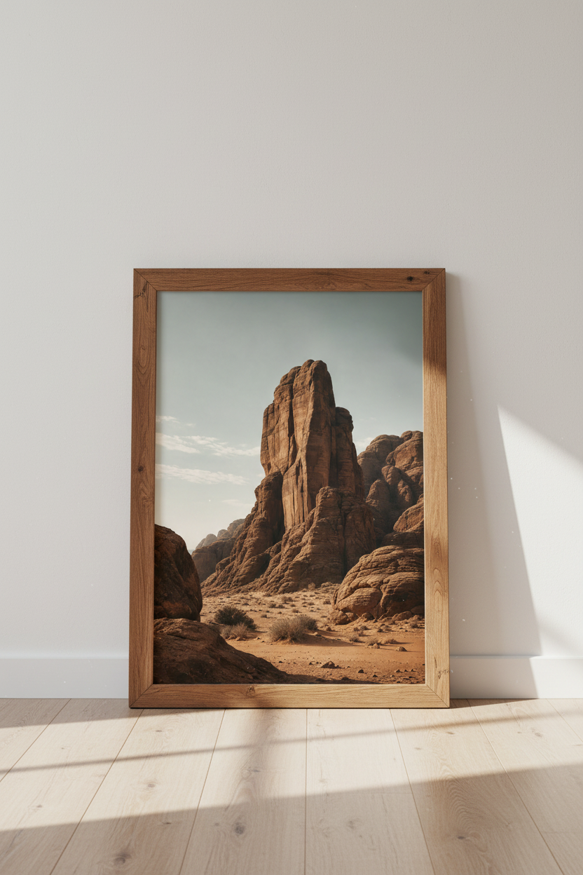 Desert Rock Landscape Photo | Earth Tone Nature Wall Art, Boho Living Room Decor