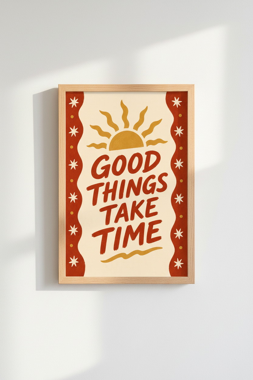 Retro Wall Art Print | Warm Sunset Decor | Cozy Living Room Poster