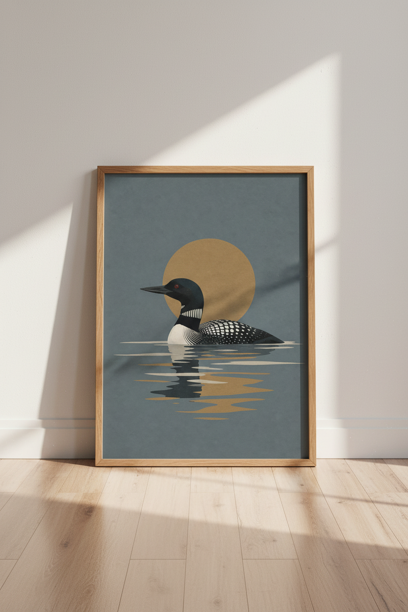 Common Loon Wall Art Print | Lake House Decor | Minimalist Bird Poster