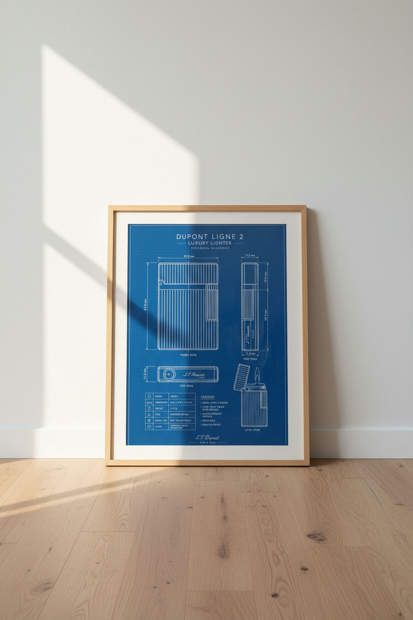 Dupont Ligne 2 Lighter Blueprint Art | Office Wall Decor | Industrial Poster