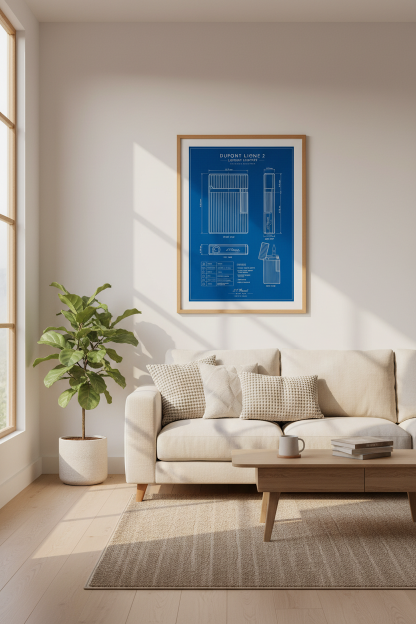 Dupont Ligne 2 Lighter Blueprint Art | Office Wall Decor | Industrial Poster