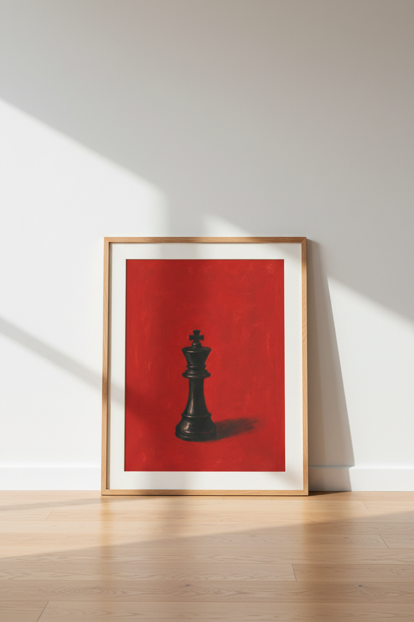 chess wall art | bold red king print | living room decor