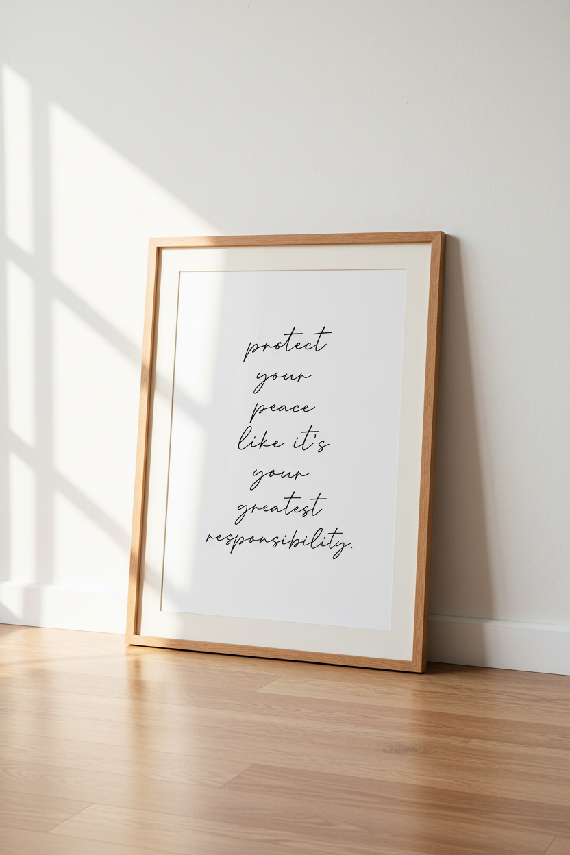 Protect Your Peace Quote Wall Art | Minimalist Typography Poster, Office Bedroom Decor