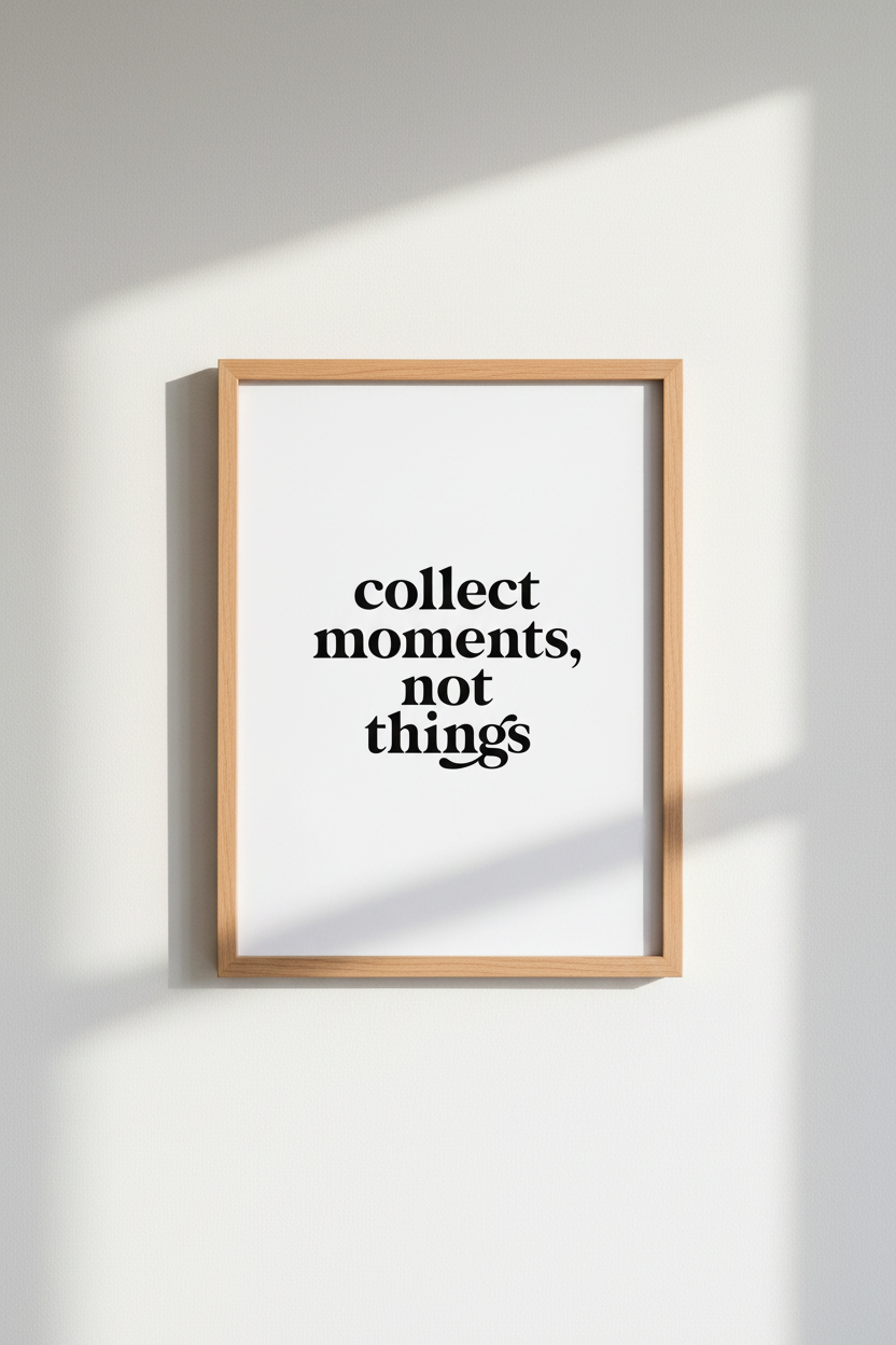 Collect Moments Not Things Wall Art | Minimalist Quote Print, Modern Home Decor