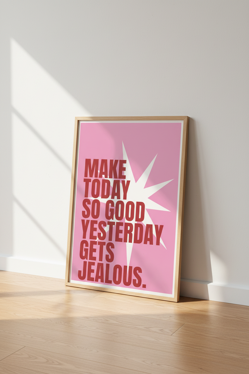 Pink Quote Wall Art Print | Retro Aesthetic Dorm Decor | Motivational Poster