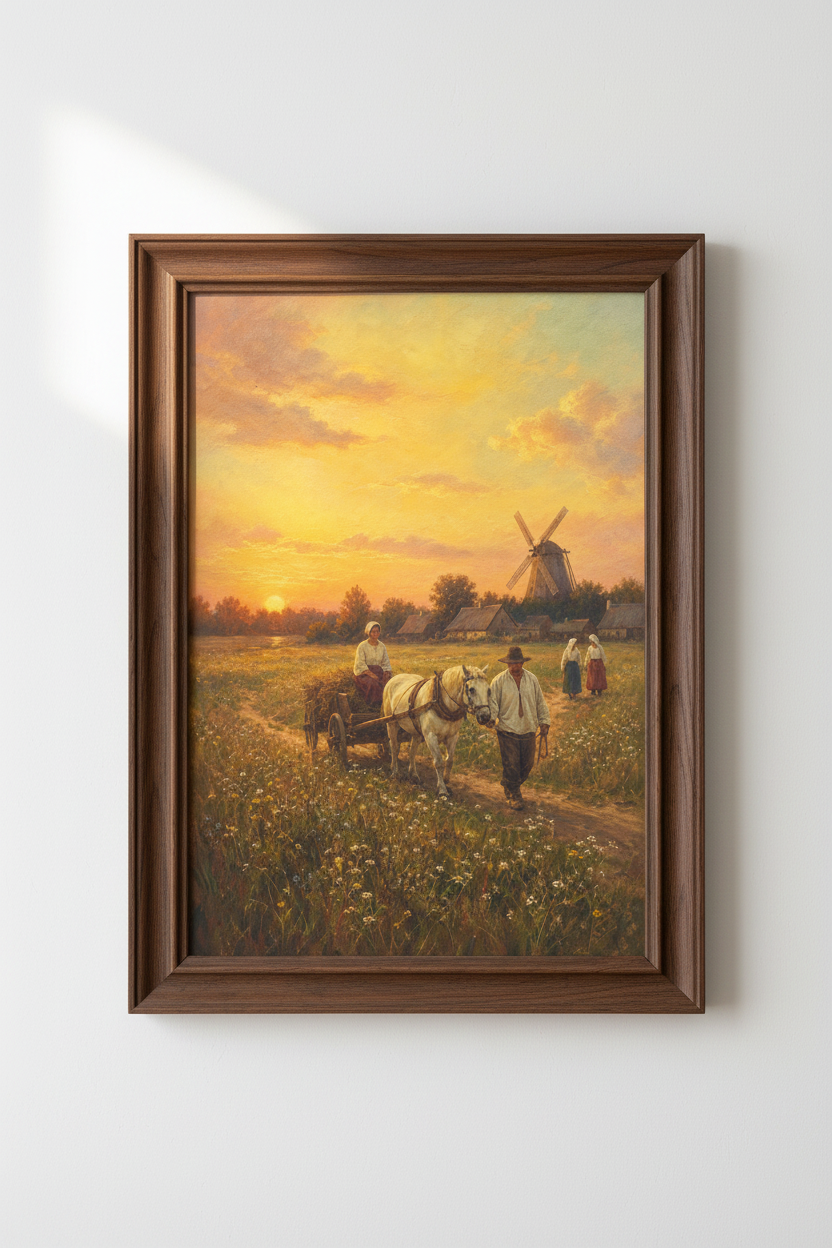 Countryside Wall Art Print | Living Room Decor | Sunset Rustic Poster