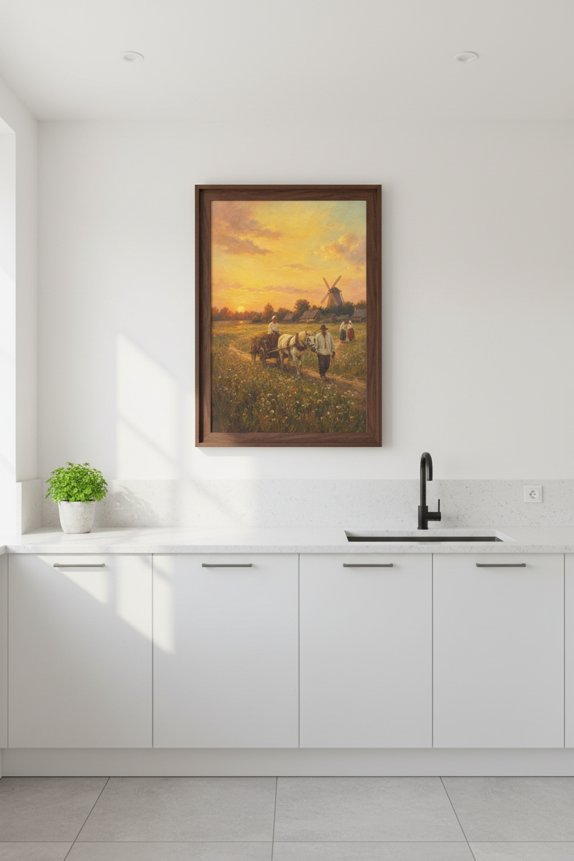 Countryside Wall Art Print | Living Room Decor | Sunset Rustic Poster
