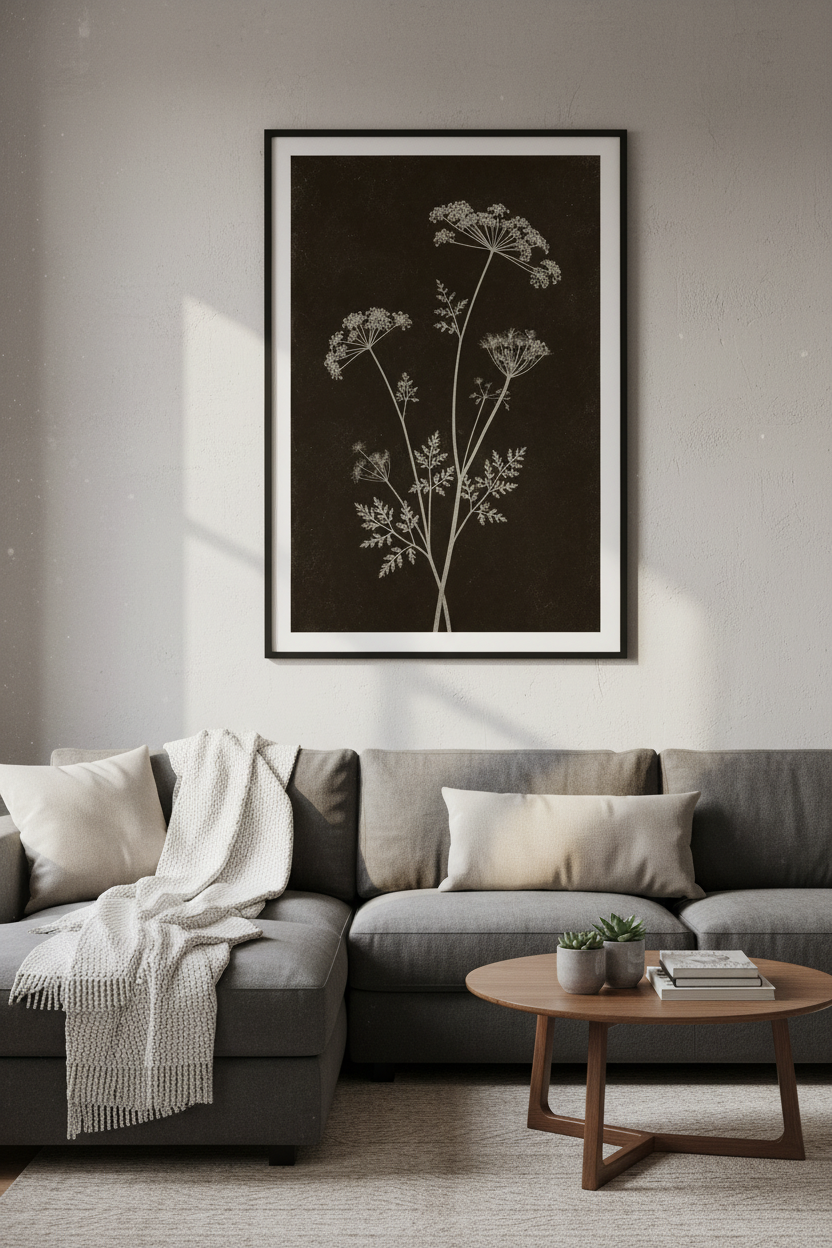 Dark Botanical Wildflower Wall Art | Moody Floral Print, Bedroom Gallery Wall Decor