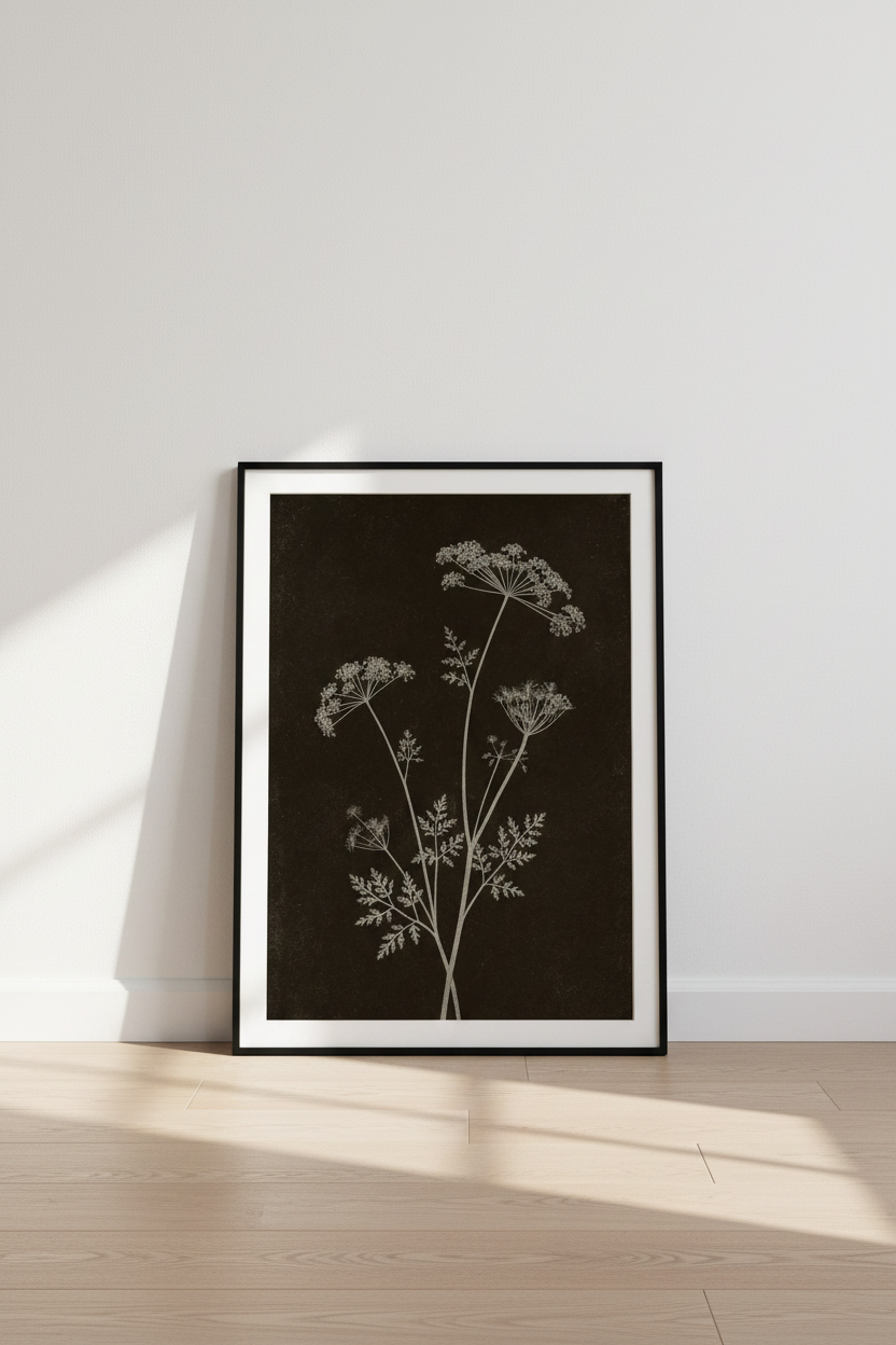 Dark Botanical Wildflower Wall Art | Moody Floral Print, Bedroom Gallery Wall Decor