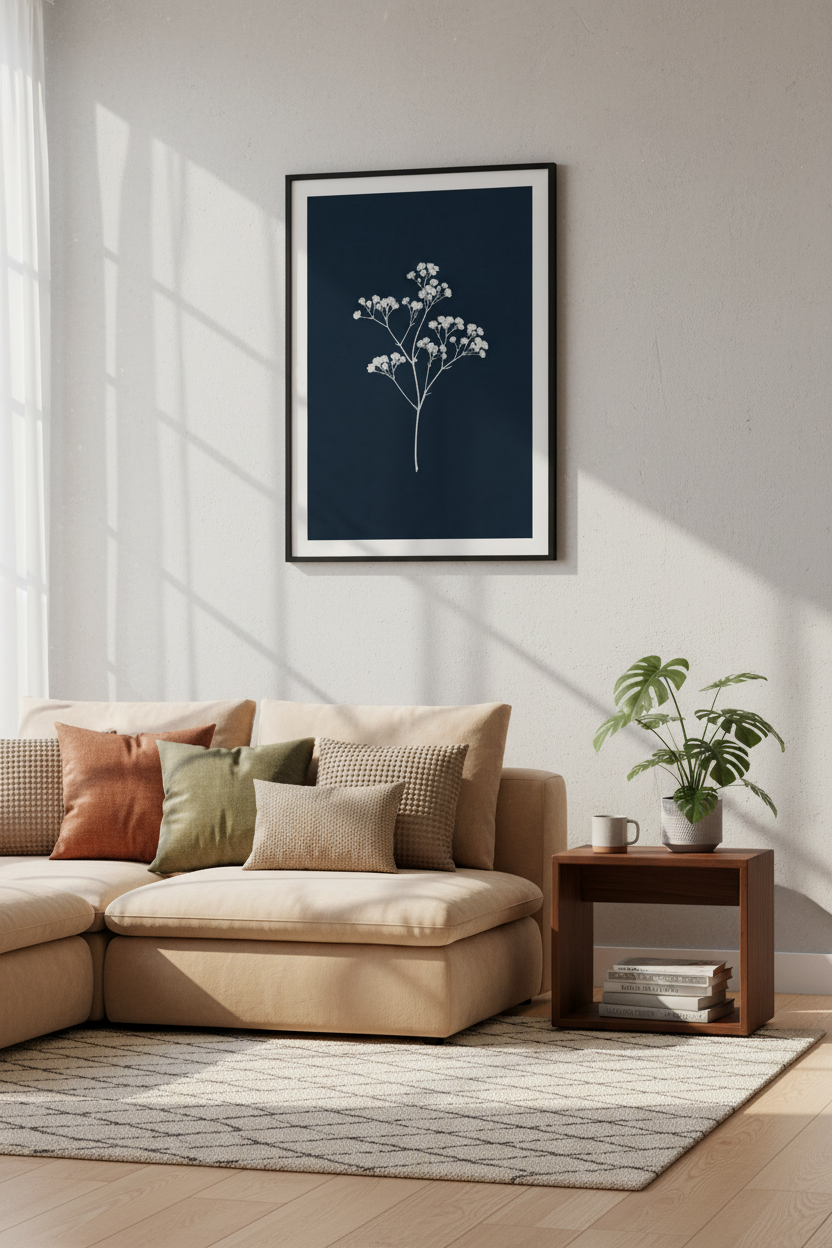 Navy Blue Botanical Wall Art | Baby&