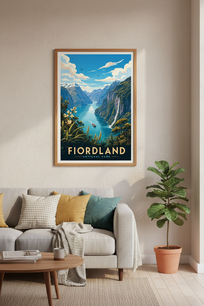 Fiordland National Park Wall Art | New Zealand Travel Print, Nature Decor