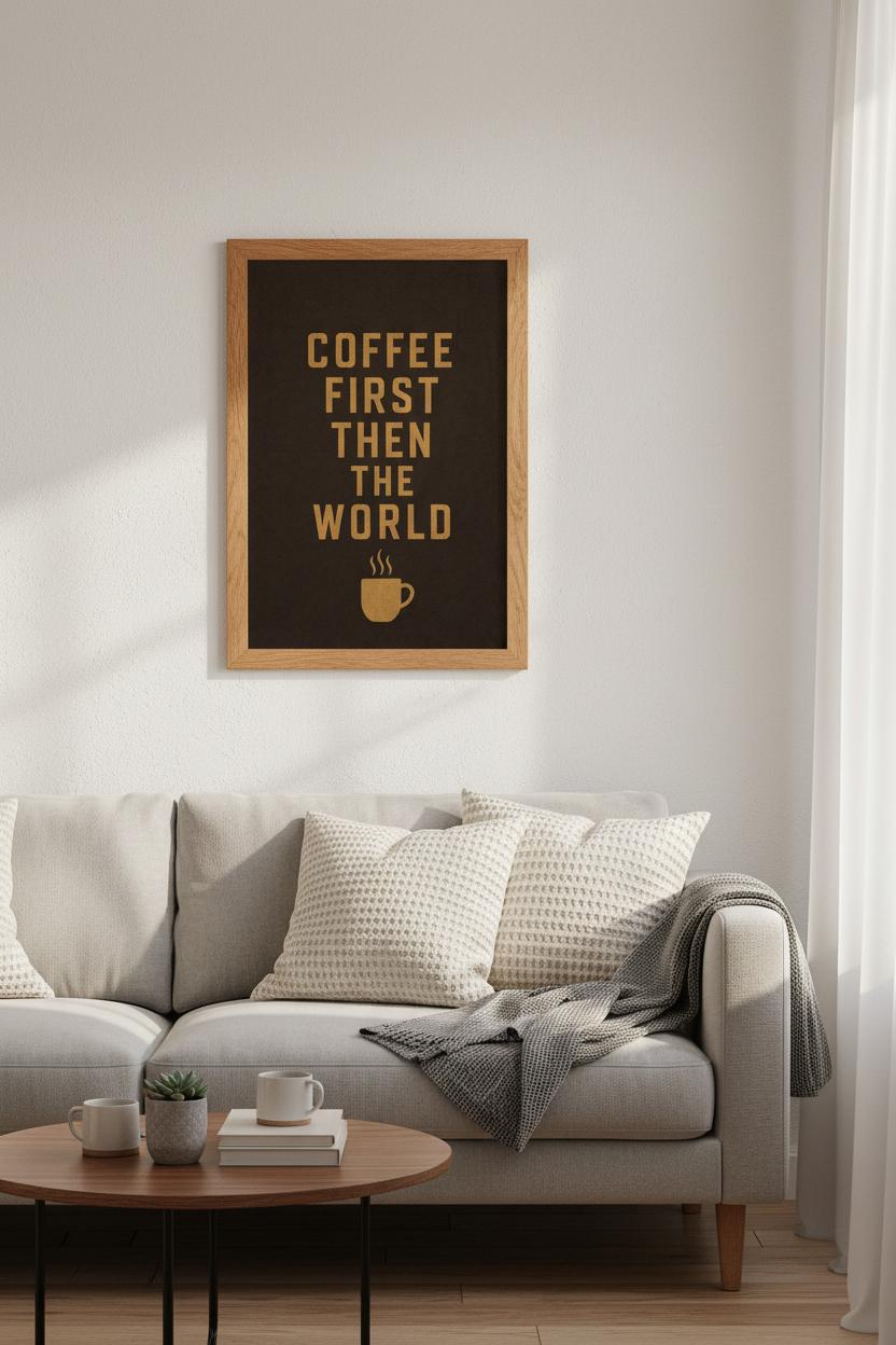 Coffee First Then The World Wall Art | Kitchen Decor | Minimalist Typography Poster