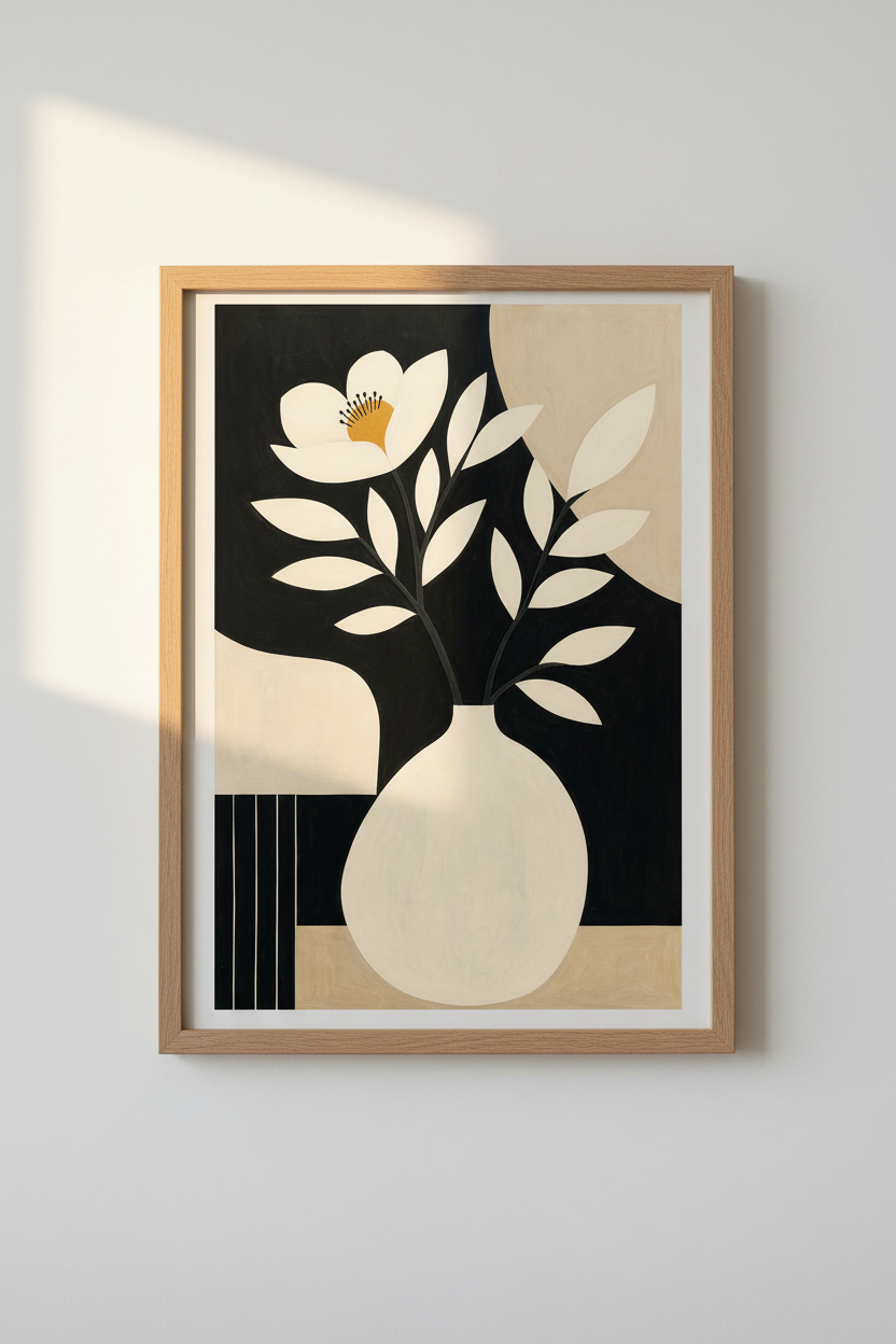 Floral Print | Minimalist Vase Decor | Modern Neutral Poster
