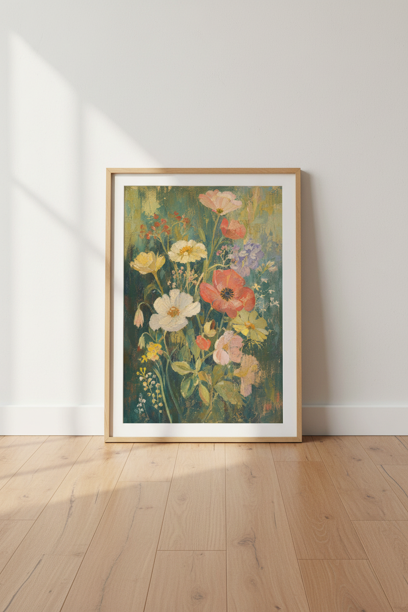 Floral Wall Art | Vintage Palette for Living Room | Boho Poster
