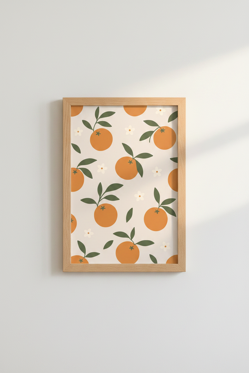 Boho Orange Citrus Wall Art Print | Kitchen Decor | Minimalist Fruit Poster