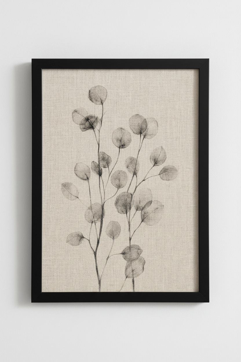 Eucalyptus Sketch Wall Art | Minimalist Botanical Neutral Print | Zen Bedroom Decor