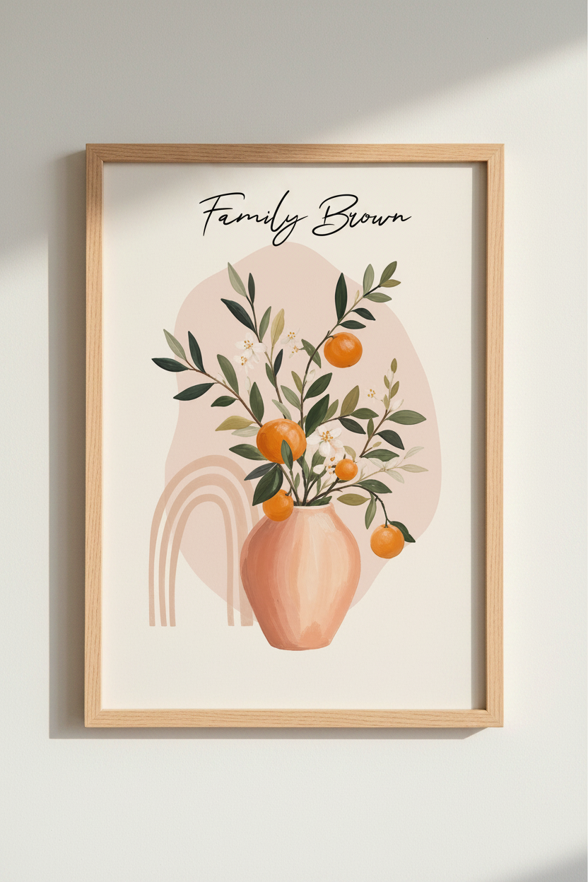 Citrus Boho Wall Art Print | Terracotta Orange Botanical, Kitchen Decor