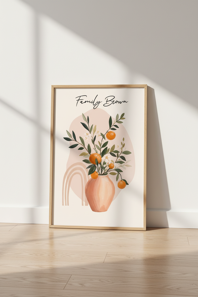 Citrus Boho Wall Art Print | Terracotta Orange Botanical, Kitchen Decor
