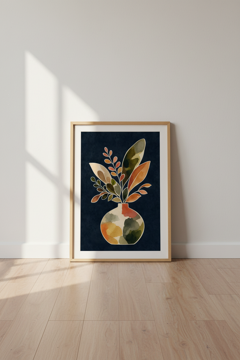 Abstract Wall Art Print | Vase Botanical Decor | Moody Boho Poster