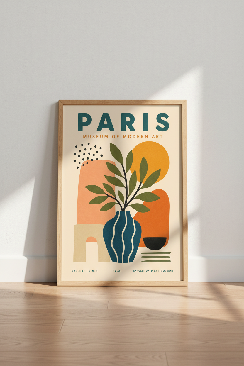 Paris Museum Print | Abstract Botanical Vase Art, Mid Century Modern Decor