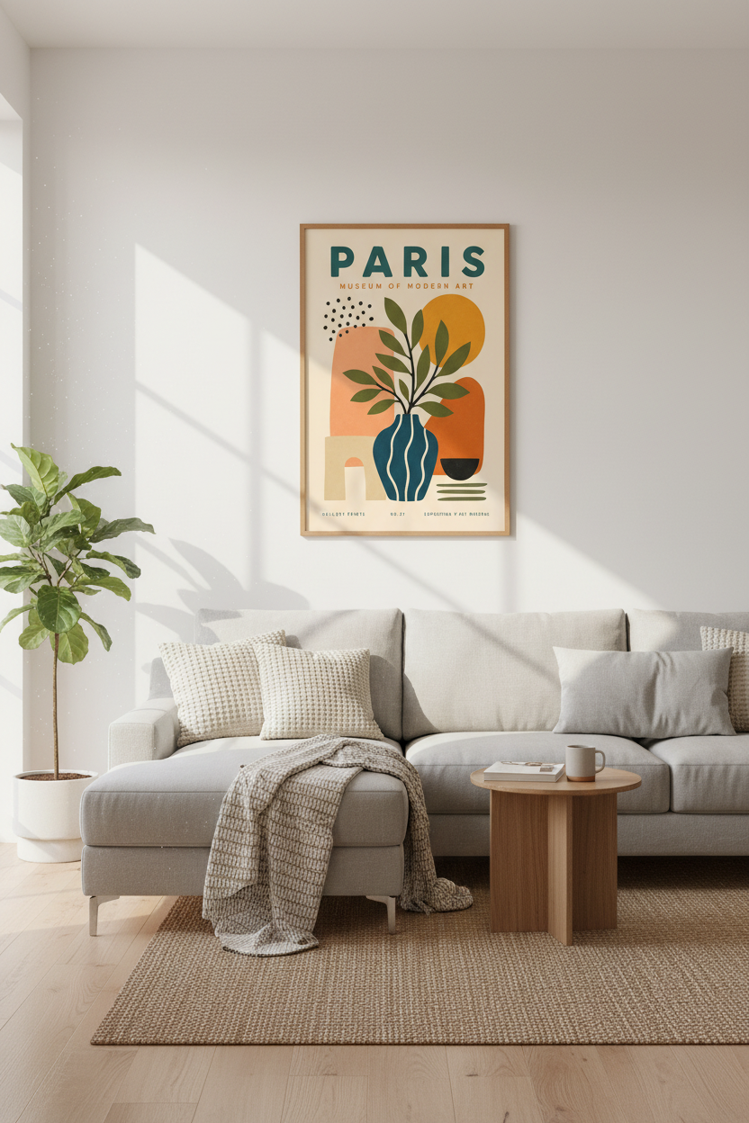 Paris Museum Print | Abstract Botanical Vase Art, Mid Century Modern Decor