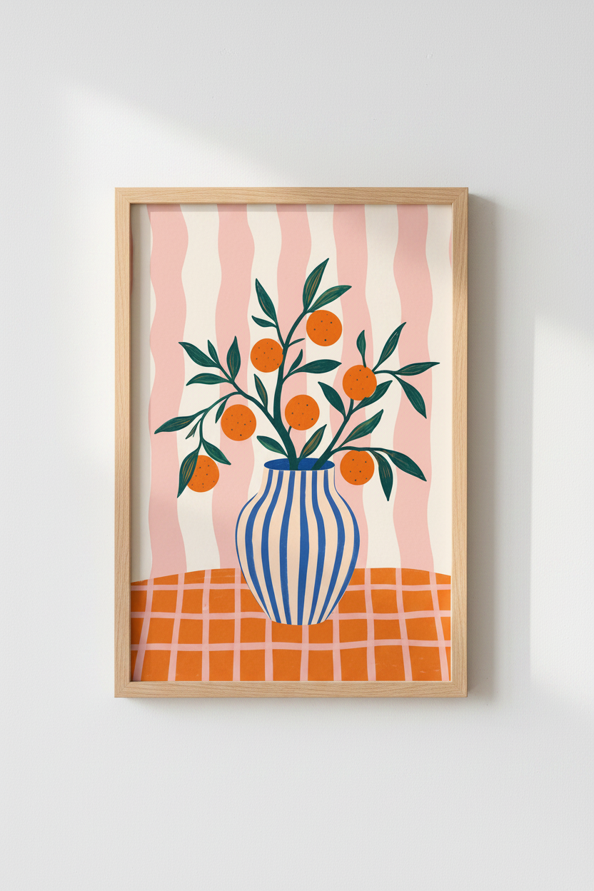 Orange Tree Art Print | Mediterranean Citrus, Kitchen & Dining Room Decor