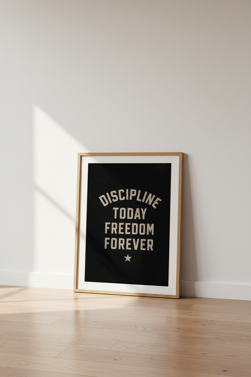 Discipline Today Freedom Forever Wall Art | Home Gym & Office Decor | Motivational Poster