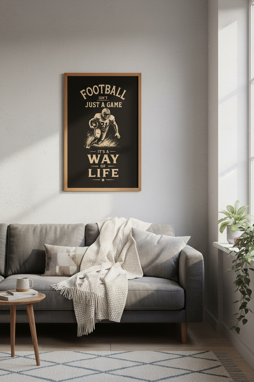 Football Way of Life Wall Art | Vintage Sports Quote, Man Cave & Bedroom Poster