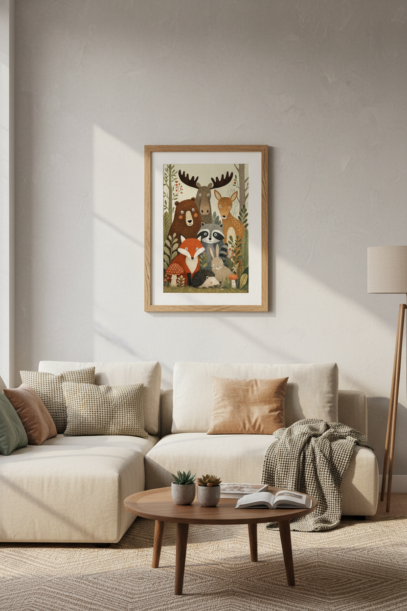 Forest Friends Woodland Animals Wall Art | Nursery Decor | Whimsical Poster