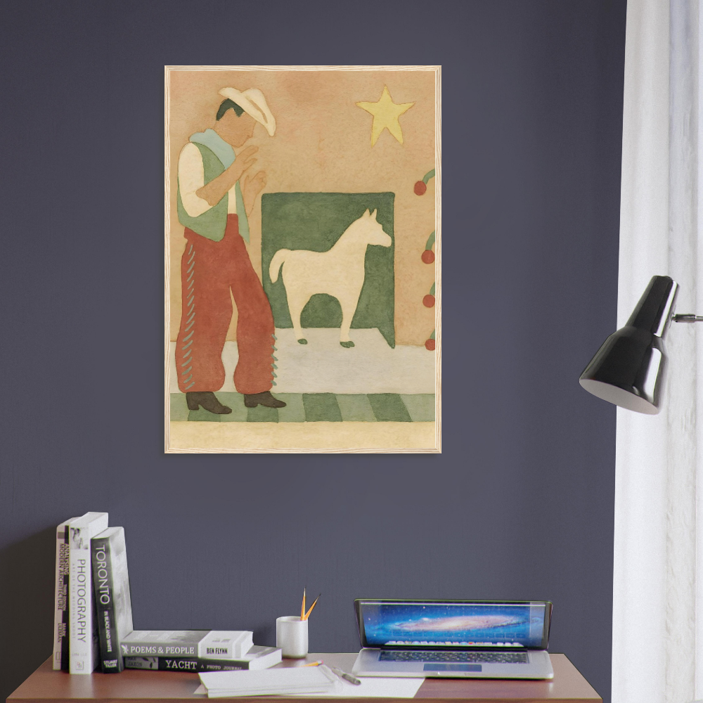 Desert Companion – Folk Art Cowboy and Horse Watercolor Poster