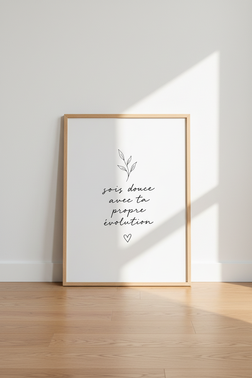 French Quote Wall Art Print | Minimalist Botanical Decor | Self Care Poster