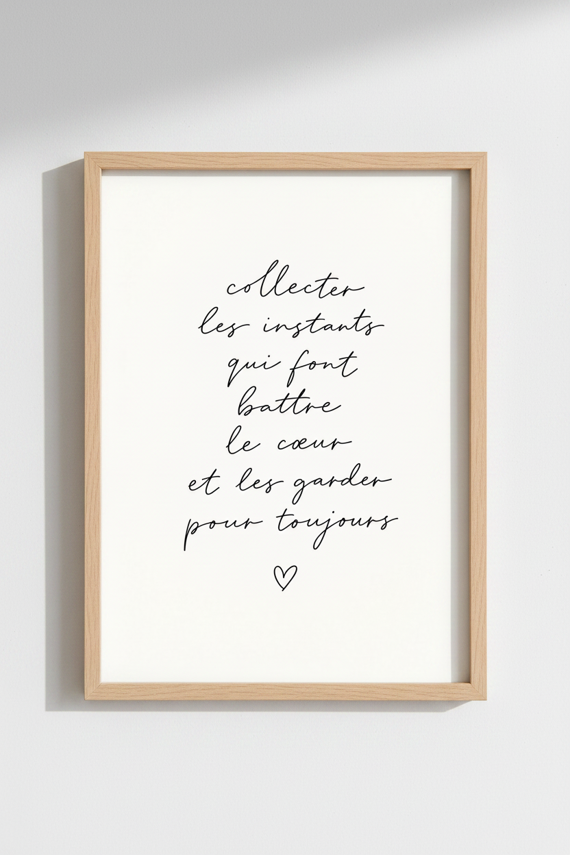 French Quote Wall Art Print | Minimalist Romantic Decor | Cursive Typography Poster