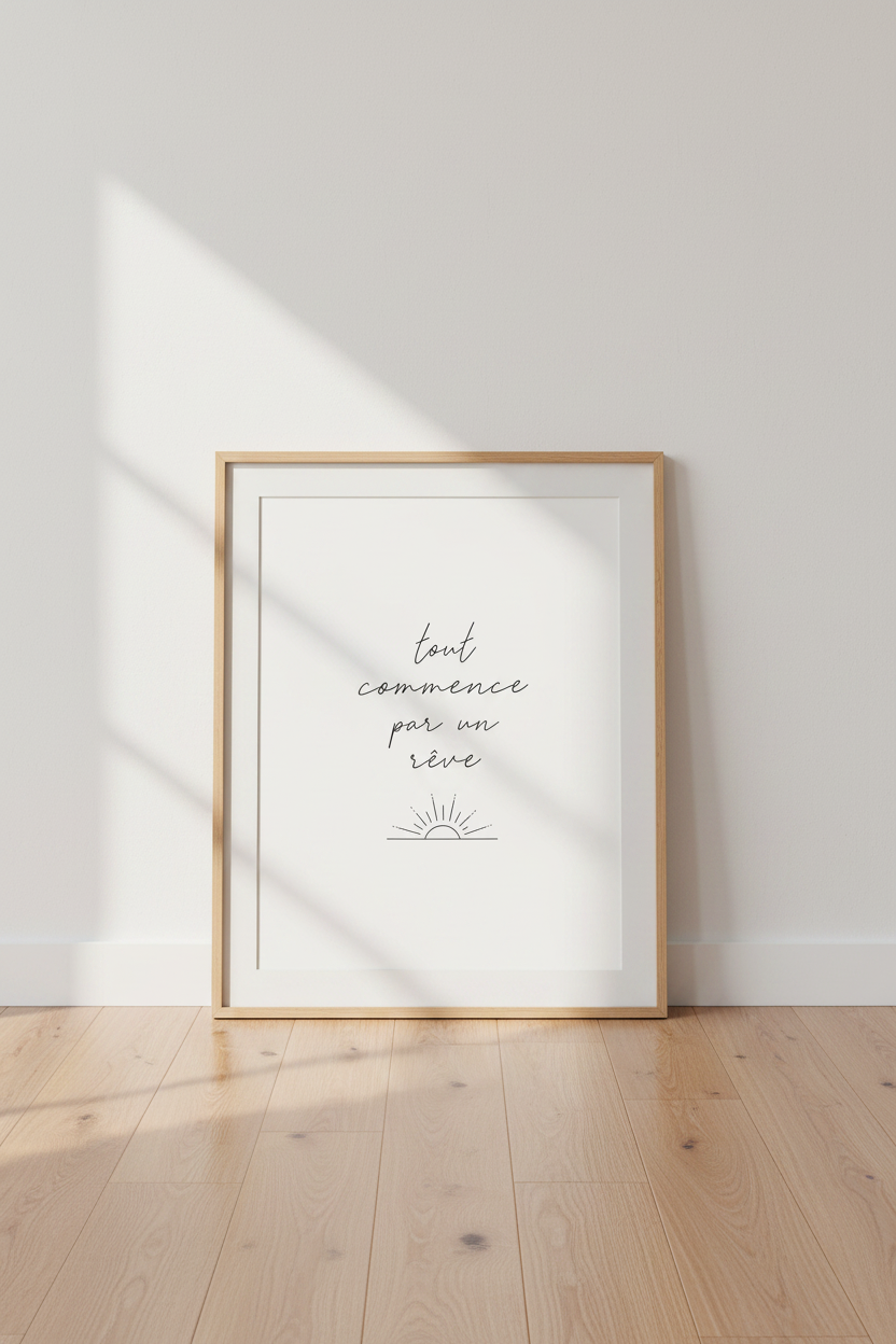 French Quote Wall Art | Minimalist Black & White Poster | Bedroom & Office Decor