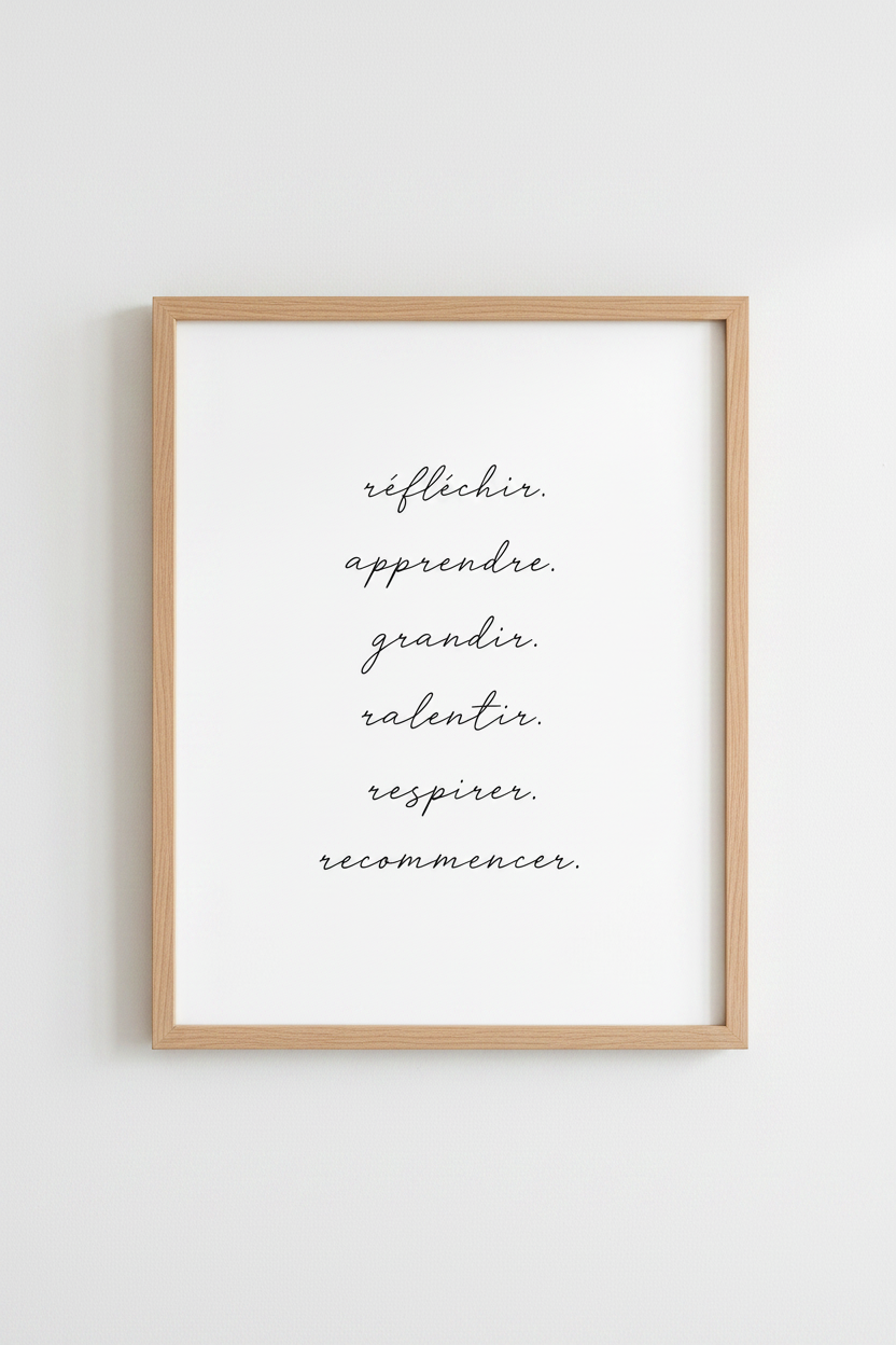 French Quote Wall Art | Minimalist Script Poster, Modern Office Decor
